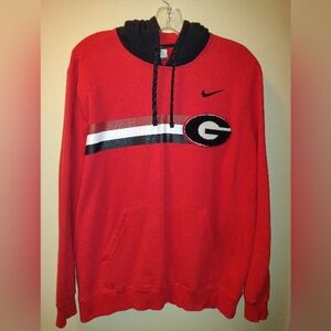 Nike Georgia Bulldogs Hoodie Sweatshirt Men's XL Red Black Varsity Patch Swoosh